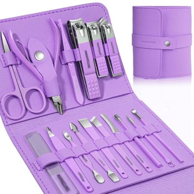 16 Pieces Stainless Steel Nail Care Tool Beauty Set Professional Nail Clipper Pedicure Set Suitable for Thick Nails