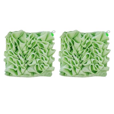 2 in 1 Bath Loofah Sponges, 2PCS Washcloth Loofahs Combo with Drawstrings, Bath Ball Towel Loofah for Cleansing and Smooth Skin