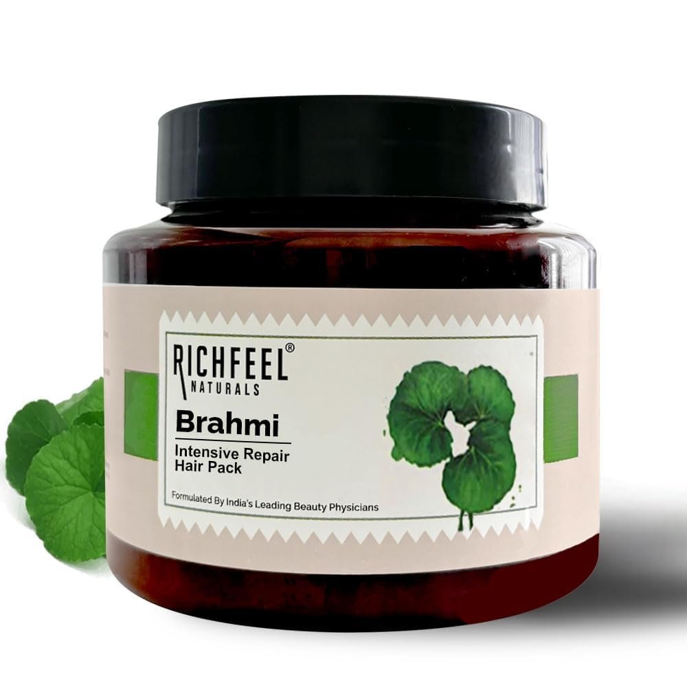 Ri..chfeel//Brahmi Intensive Repair Hair Pack | Controls Hair Fall | Treats Damage, Split Ends and Breakage | Deep Conditioning |Trichologist Formulated | 500g
