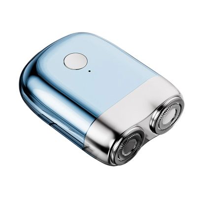 DLOULP Portable Electric Shaver Beard Trimmer Double Head Men's Hair Trimmer Shaver - Silver, Rechargeable (USB-C), 2 Foil Heads, Modern Style, Metallic, Wood-Tone