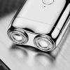 DLOULP Portable Electric Shaver Beard Trimmer Double Head Men's Hair Trimmer Shaver - Silver, Rechargeable (USB-C), 2 Foil Heads, Modern Style, Metallic, Wood-Tone view 3