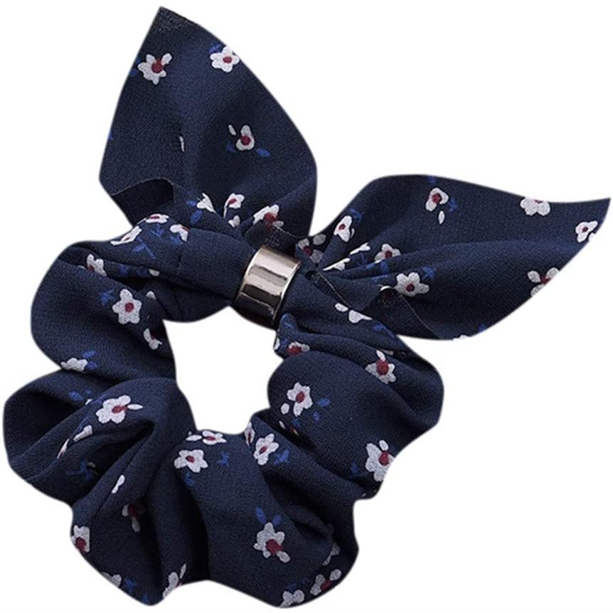 10pcs Bunny Ears Ring Tie Scrunchie, Elastic Hair Rope For Women, Ponytail Holder Hair Band Headband, Elastic Hair Bands With Tail Ribbon(black)