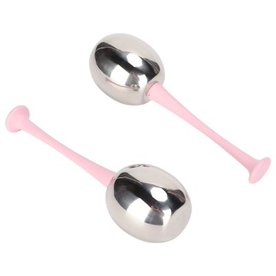 Pack of 2 Facial Ice Balls, Stainless Steel Facial Massage, Reduces Puffiness, Eliminates Fine Lines, Ice Balls for Facial Care (Pink Handle)