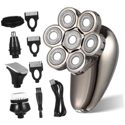 SKISUNO Head Electric Shaver for Men Multifunctional Facial Grooming Tool with Replaceable Heads Precision Bald Hair Trimmer Razor for Travel