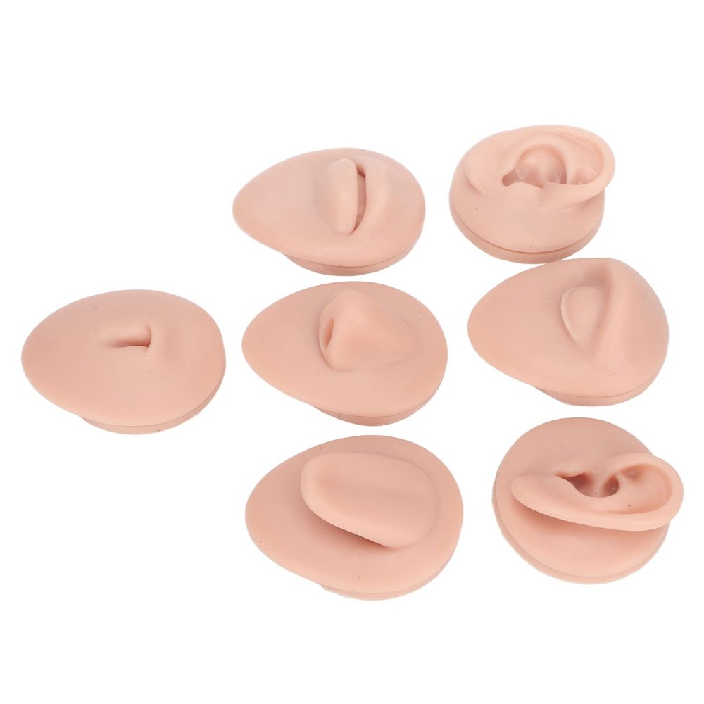 Soft Silicone Body Part Model, Body Piercing Practice Model, Simulation Silicone Ear Eye Nose Mouth Tongue and Belly Button Model for Beginner Piercers (2)