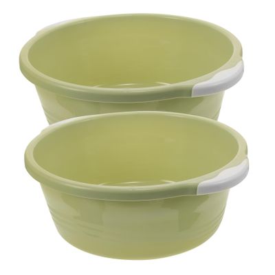 BIUDECO 2pcs Green Plastic Wash Basin Multifunctional Basin for Home Bathroom Foot Washing