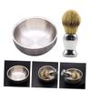 SOESFOUFU 2pcs Shaving Brush Set Stainless Steel Soap Bowl for Men's Wet Shaving Ergonomic Design Nylon Hair Brush for Beginners and Grooming Needs view 3