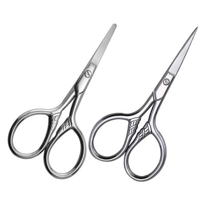 FRCOLOR 2pcs Eyebrow Grooming Shears Set Stainless Steel Eyebrow Trimmer Scissors for Men Women Fine and Tips for Eyebrow Trimming and Hair Removal