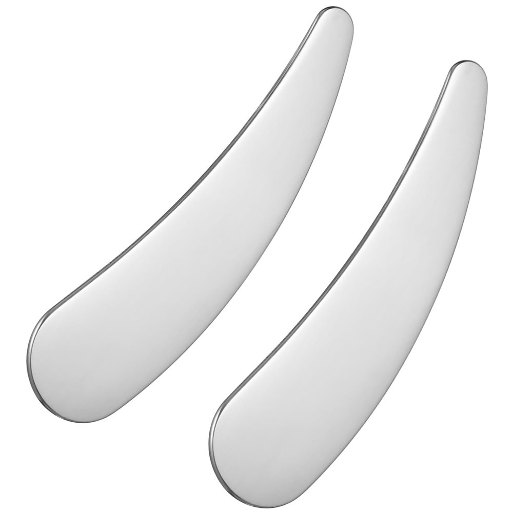 BIUDECO 2pcs Mini Skincare Spatula Facial Scraper for Makeup Small Beauty Scoop Stainless Steel Tool