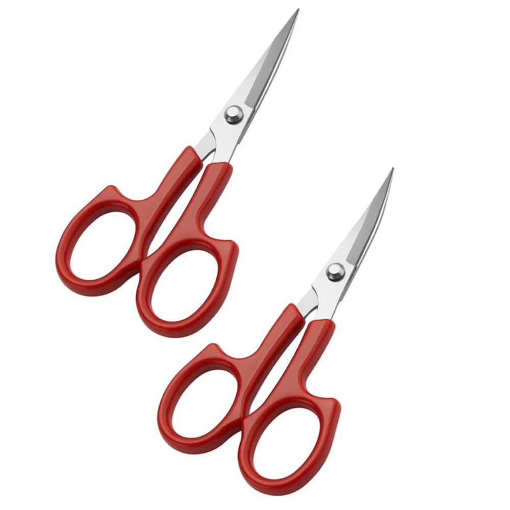 SOESFOUFU Professional Makeup Scissor Set 2pcs Brow Scissors Eyebrows Scissors Trimmer Scissor Effortless Portable Red