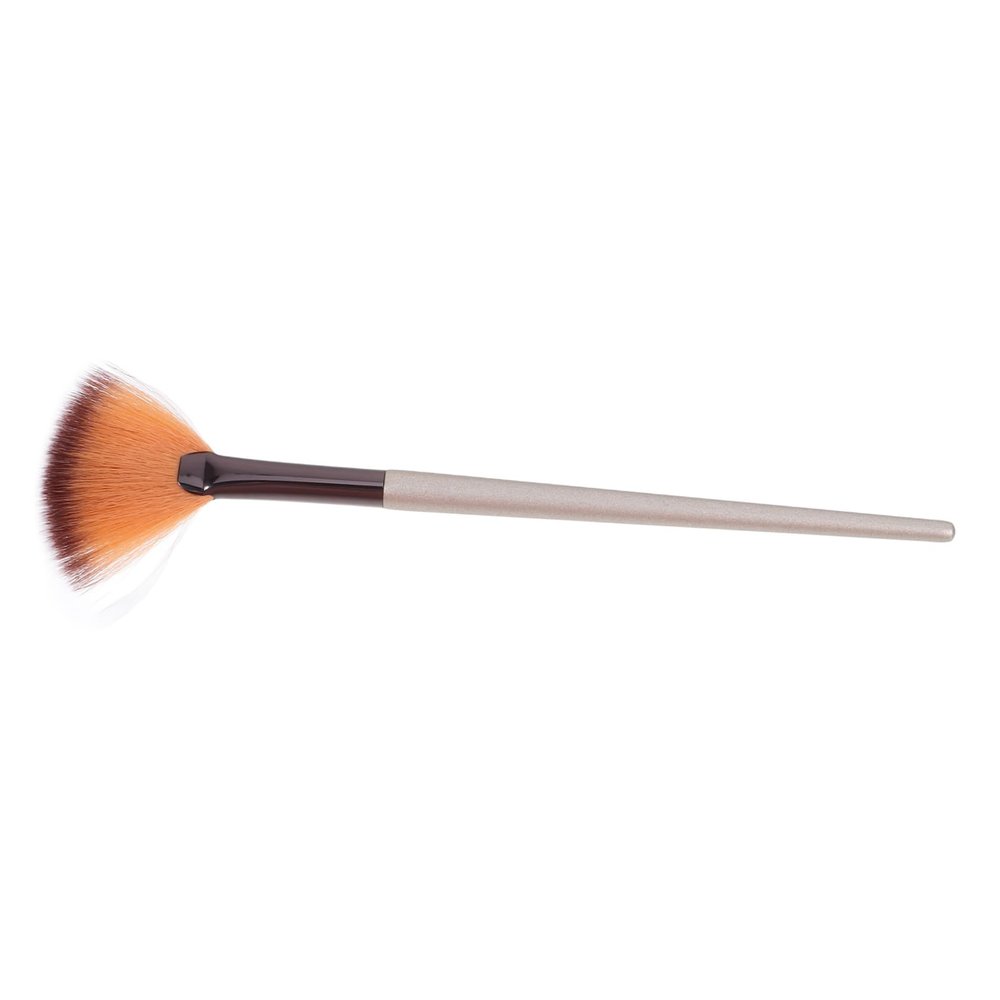 Beatifufu Wooden Handle Fan Shape Makeup Brush Nylon Bristles for Powder Application for Daily Use and Professional Makeup Single Pack t