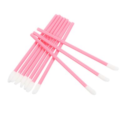 FOMIYES 100pcs Lip Applicators for Makeup Soft Bristle Lip Brushes for Lipstick Gloss and Mask Application Portable Travel Beauty Tools Pink