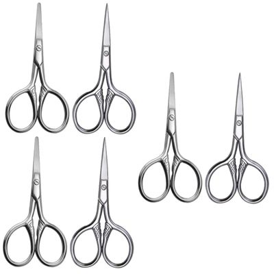 FOMIYES 6pcs Stainless Steel Brow Scissors for Precision Trimming Ergonomic Small Scissors for Facial Hair Beard Grooming Easy to Use for Men Eyebrow Shaping and Nose Hair Removal
