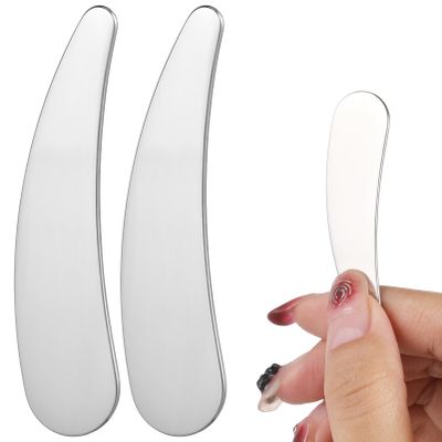 Mikinona 2pcs Stainless Steel Makeup Spatula for Face Eye Skincare Reusable Beauty Tool