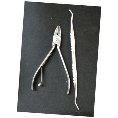 Ipetboom 2pcs Stainless Steel Cuticle Nipper and Dead Skin Removal Tool Ergonomic Scissors Plier with Rasp for Manicure and Pedicure Silver
