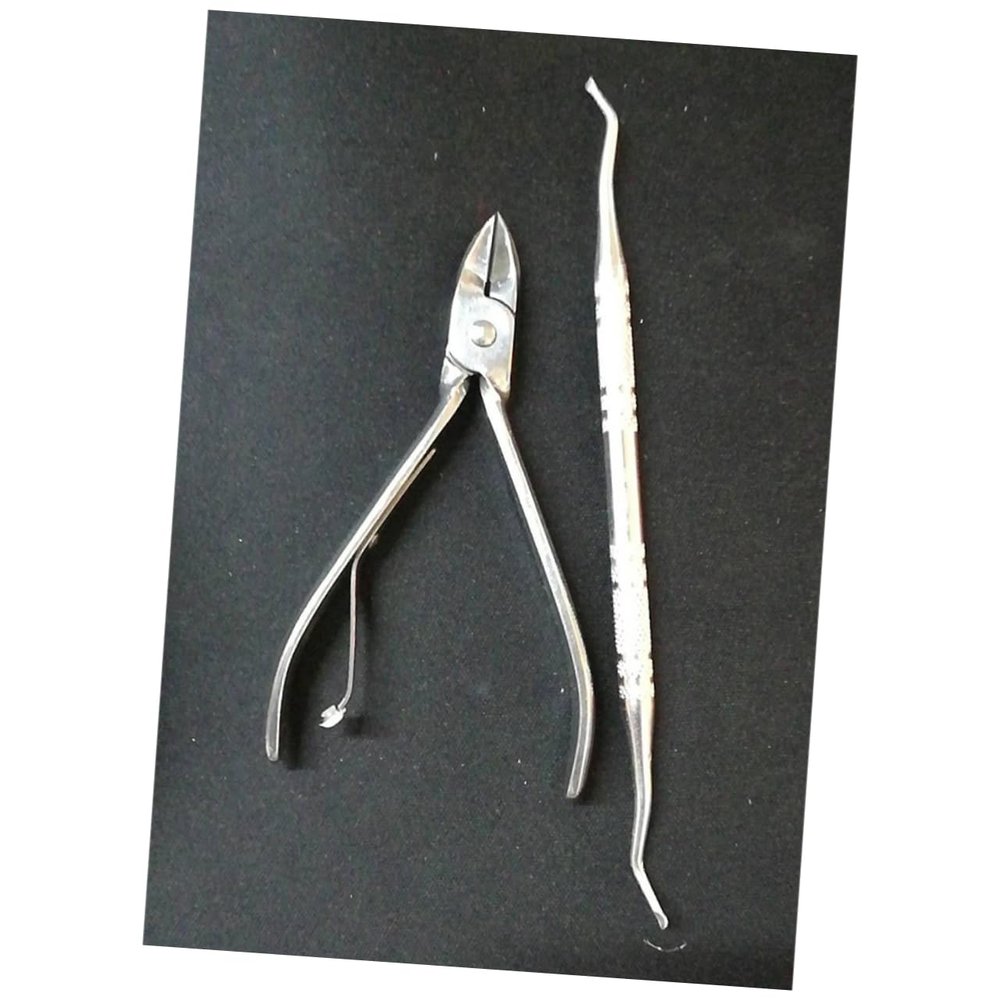 Ipetboom 2pcs Stainless Steel Cuticle Nipper and Dead Skin Removal Tool Ergonomic Scissors Plier with Rasp for Manicure and Pedicure Silver