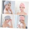 Baluue 2pcs Super Absorbent Hair Towel Wraps for Women Quick-Dry Coral Fleece Drying Turbans Pink Grey Convenient Button Design for Effortless Use view 4