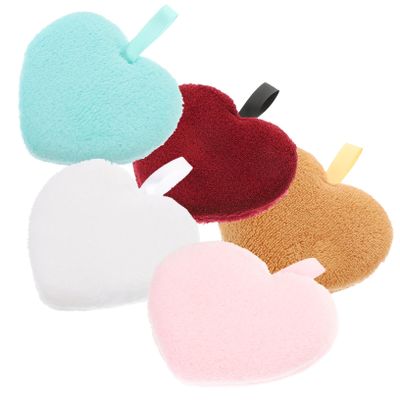 Baluue 5pcs Portable Makeup Removal Heart Shaped Reusable Facial Cleansing for Travel