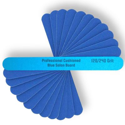 12pc ALAZCO Premium Blue Nail Files Coarse 120/240 Fine Professionals & DIY Washable Reuseable All Nails Natural Acrylic Gel Press-On Travel TSA Friendly