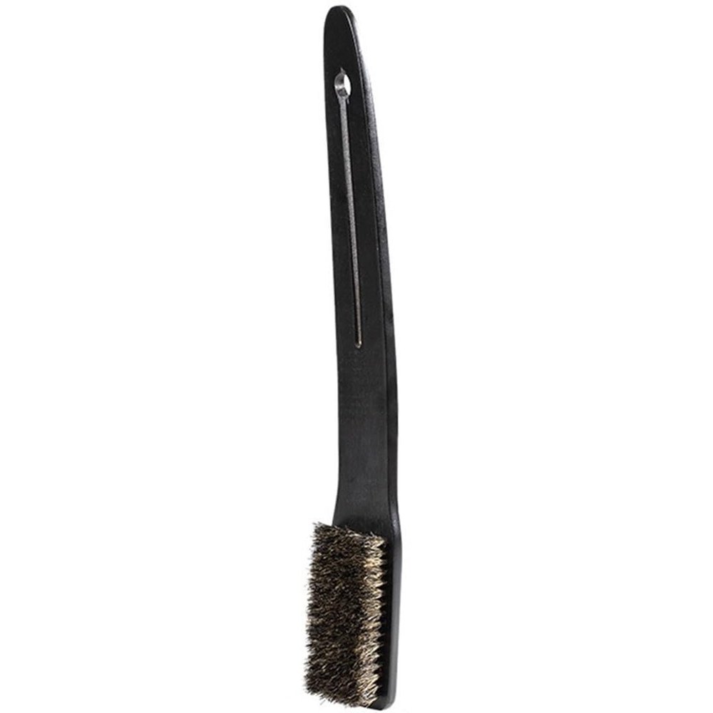 Bath Brushes for Wet and Dry, Natural Bristle Hair Skin Brush, Body Brush Environmental Protection Solid Wood, Curved Long Handle Back Brush(Black,17.3 * 2.4inches*1)