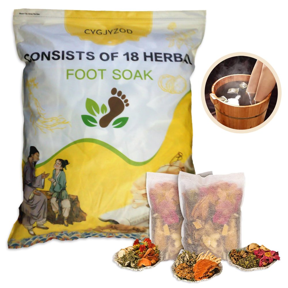 CYGJYZOD Ginger Chinese Herbal Foot Soak Set  30 Detox Bags for Dry Feet,Cracked Feet and Lymphatic Drainage
