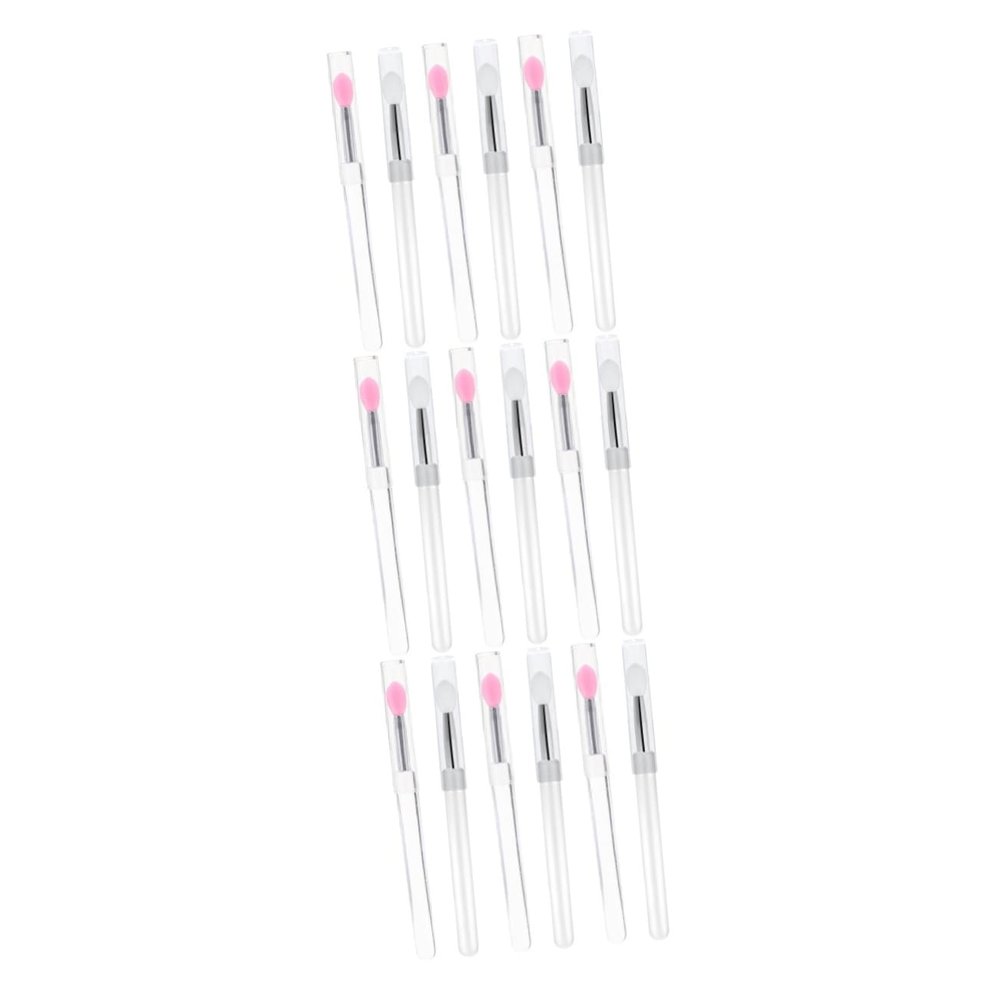 Beatifufu 18pcs Lidded Silicone Lip Brushes for Convenient Lip Gloss Application Travel-friendly Makeup Tool Dust Cover for Home and Professional Use