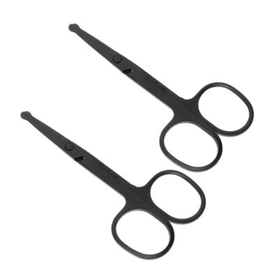 Beatifufu 2pcs Metal Nose Hair Cutters Stainless Steel Eyebrow Scissors Small Round Head Scissors for Beard Mustache