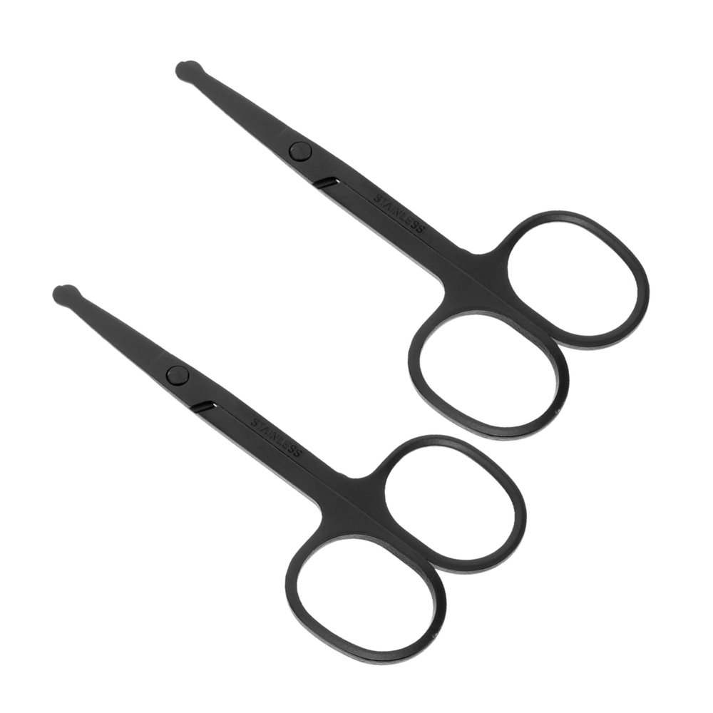 Beatifufu 2pcs Metal Nose Hair Cutters Stainless Steel Eyebrow Scissors Small Round Head Scissors for Beard Mustache