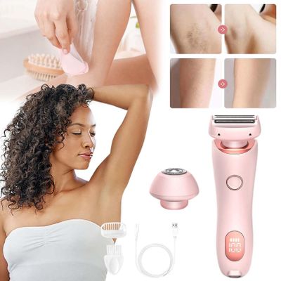 Electric Shaver for Women,Bikini Trimmer for Women,Silk Glide Pro 3.0 Shaver, 2 in 1 Pubic Hair Trimmer Women IPX7 Waterproof Wet & Dry Use,Electric Shaver for Legs Underarm (Pink)