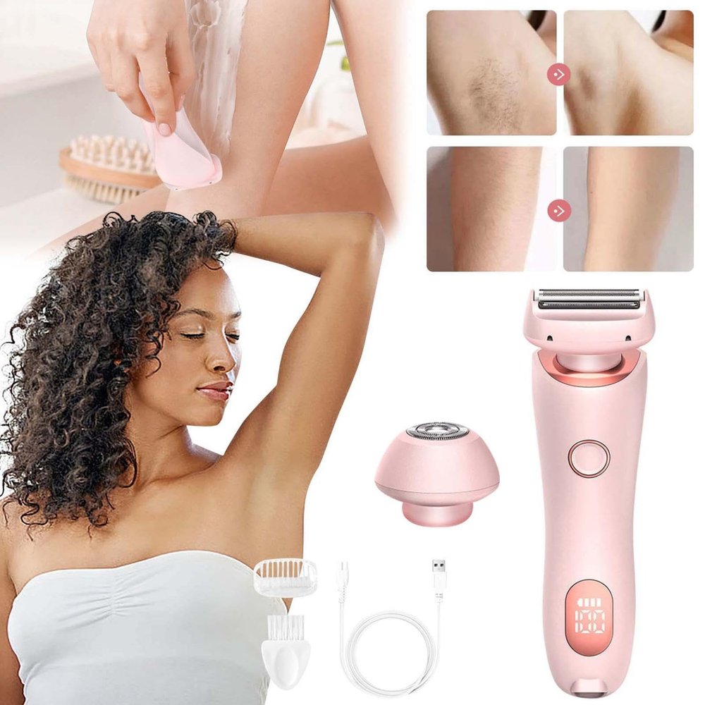Electric Shaver for Women,Bikini Trimmer for Women,Silk Glide Pro 3.0 Shaver, 2 in 1 Pubic Hair Trimmer Women IPX7 Waterproof Wet & Dry Use,Electric Shaver for Legs Underarm (Pink)