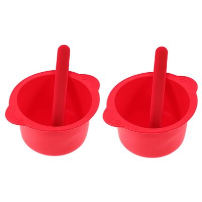 FRCOLOR 2sets Silicone Wax Melt Bowls for Hair Removal Easy to Clean Wax Warmer Liner Pots Mixing Sticks for Home and Salon Use