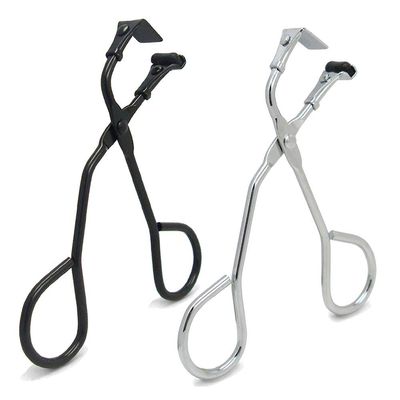 2 - Pack Eyelash Curler with Refill Pads - Mini Lash Curler for All Eyelash Shapes - Professional 2-in-1 Beauty Kit with Precision Tweezers - Stainless Steel Design for Perfect Control - Black+Silver