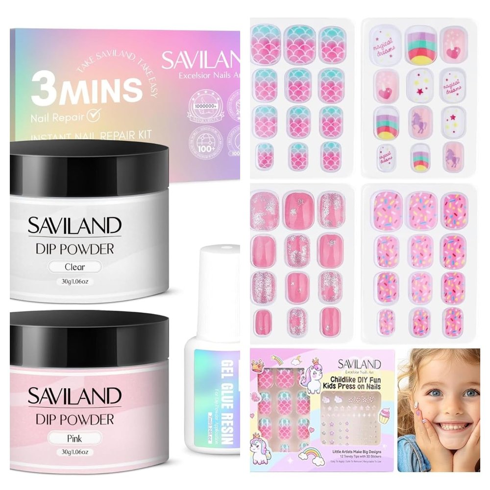 Saviland 60g Nail Repair Kit for Broken Damaged Nails and Creative Press on Nails for Kids