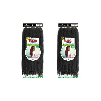 SHAKE-N-GO 3x Cuban Twist Soft & Natural 22" (2-PACK) (JET BLACK 1)