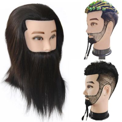 Barber Mannequin Head with Beard Male Mannequin Head for Hair Styling 100% Human Hair Mannequin Head with Stand