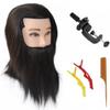Barber Mannequin Head with Beard Male Mannequin Head for Hair Styling 100% Human Hair Mannequin Head with Stand view 2