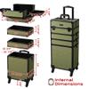 BYOOTIQUE 4in1 Cosmetology Cases on Wheels Rolling Makeup Organizer Cart Professional Nail Tech Storage Hairdressing Brush Bags for Nail Artist Beauty Barber Salon Hairstylist,Rococo Moss view 2