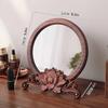 Bcofo Vanity Mirror Circle Mirror Round Mirror Decorative Mirror with Bracket Retro Flower Carving Table Mirror for Make-up Dressing Table Bedroom and Living Room view 4
