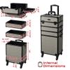 BYOOTIQUE Rolling Makeup Cases Organizer Nail Tech Storage Cart Hairdressing Brush Bags False Eyelash Storage for Beauty Salon Traveling Beautician Manicurist Hairstylist,Rococo GainsBoro view 2