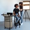 BYOOTIQUE Rolling Makeup Cases Organizer Nail Tech Storage Cart Hairdressing Brush Bags False Eyelash Storage for Beauty Salon Traveling Beautician Manicurist Hairstylist,Rococo GainsBoro view 4