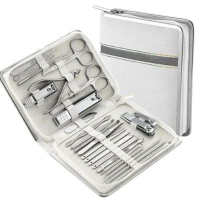 26 Pcs Stainless Steel Nail Clippers Manicure Set Dead Skin Scissor Cuticle Nipper Pedicure Care Tool Cleaning Grooming Kit