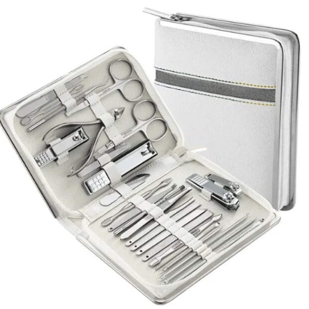 26 Pcs Stainless Steel Nail Clippers Manicure Set Dead Skin Scissor Cuticle Nipper Pedicure Care Tool Cleaning Grooming Kit