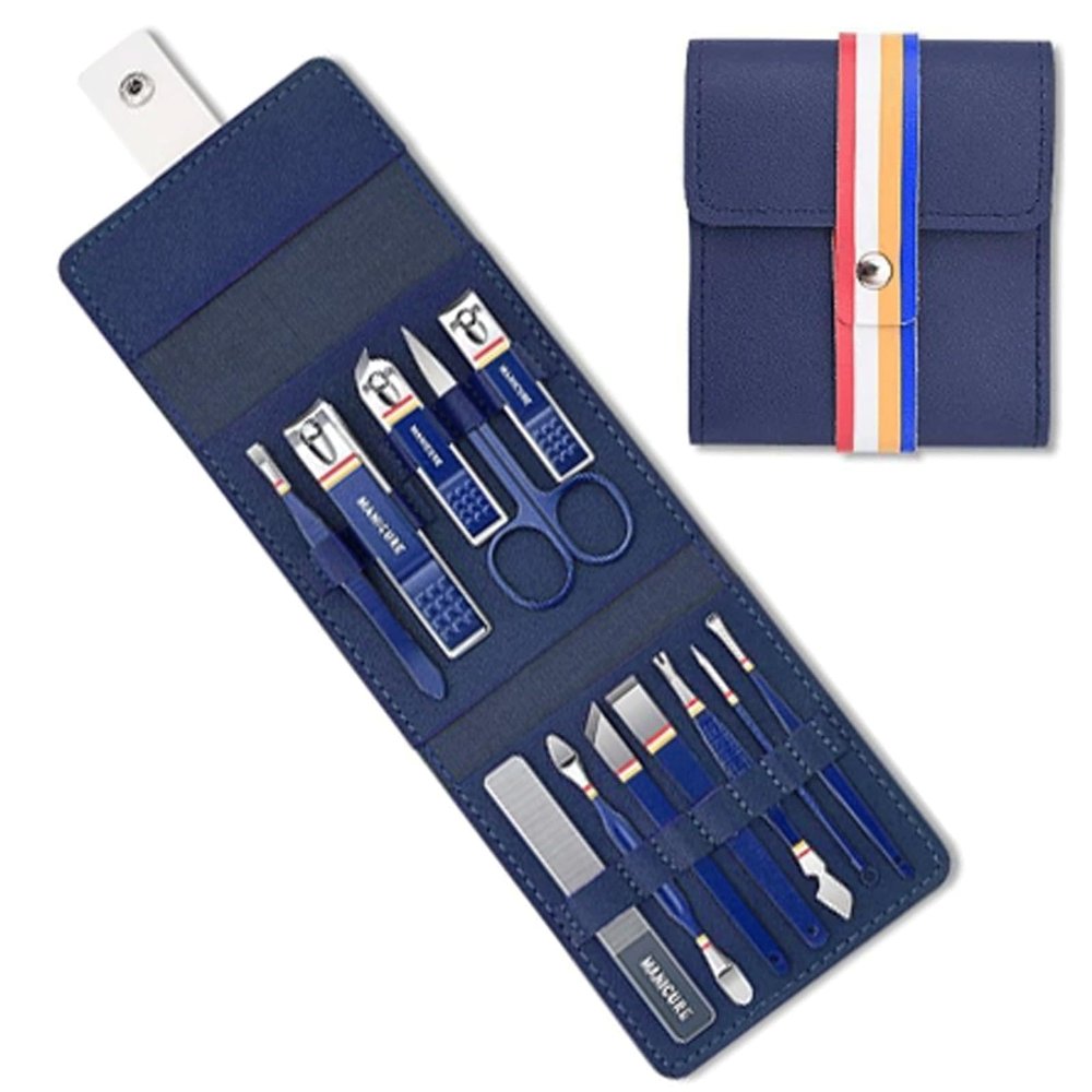 12-16 Pcs/Set Stainless Steel Nail Clippers Set Nail Cutter Set with Folding Bag Manicure Kits for Travel and Home Use
