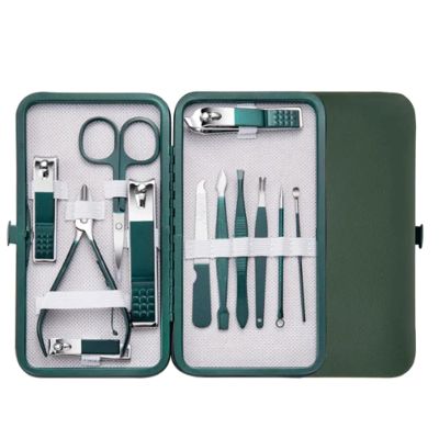 7/10/12/18Pcs Stainless Steel Nail Scissors Manicure Cutters Dark Green Cuticle Nipper Pedicure Care Tool for Home Use