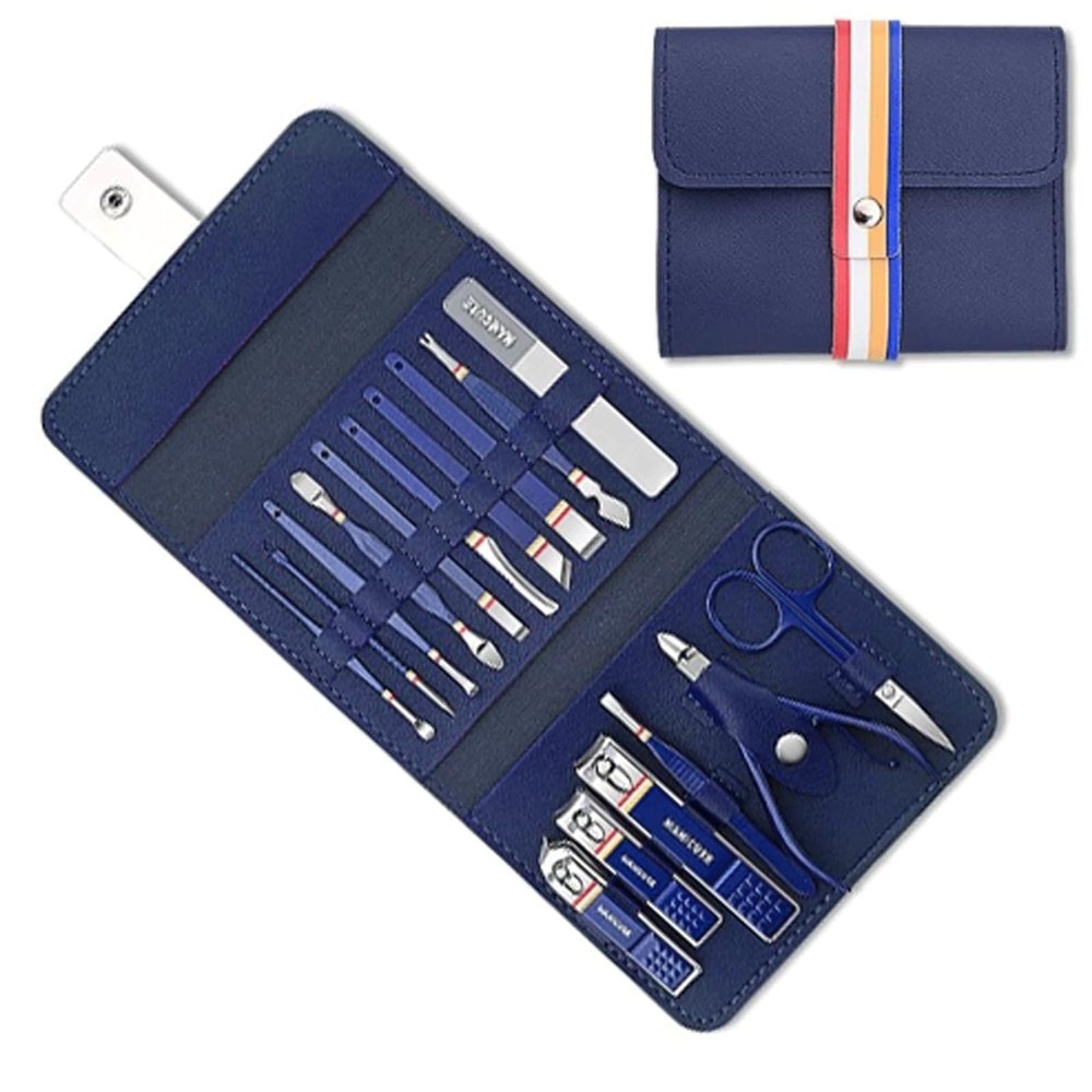 12-16 Pcs/Set Stainless Steel Nail Clippers Set Nail Cutter Set with Folding Bag Manicure Kits for Travel and Home Use