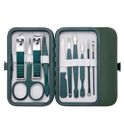 7/10/12/18Pcs Stainless Steel Nail Scissors Manicure Cutters Dark Green Cuticle Nipper Pedicure Care Tool for Home Use