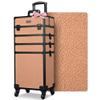 BYOOTIQUE 4in1 Cosmetology Rolling Case Nail Tech Storage Cart Makeup Torrley Travel Barber Suitcase False Eyelash Storage for Beauty Studio Nail Salon Wedding Make up Attist Manicurist,Rococo Coral view 1