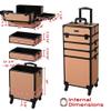 BYOOTIQUE 4in1 Cosmetology Rolling Case Nail Tech Storage Cart Makeup Torrley Travel Barber Suitcase False Eyelash Storage for Beauty Studio Nail Salon Wedding Make up Attist Manicurist,Rococo Coral view 2