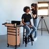 BYOOTIQUE 4in1 Cosmetology Rolling Case Nail Tech Storage Cart Makeup Torrley Travel Barber Suitcase False Eyelash Storage for Beauty Studio Nail Salon Wedding Make up Attist Manicurist,Rococo Coral view 4