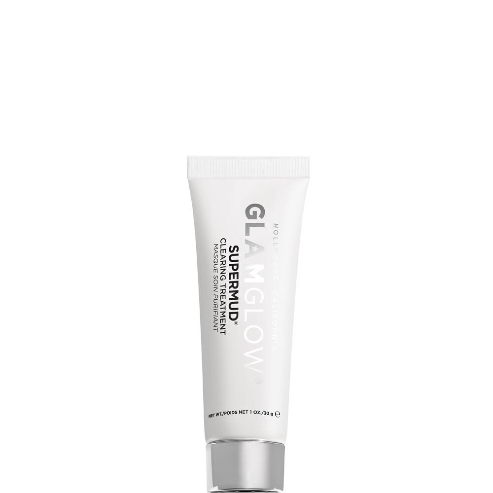 Glamglow SUPERMUD Instant Clearing Treatment Face Mask | Clearing Face Mask For Acne Prone Skin and Oiliness to help Minimize Pores | Activated Charcoal, BHA & AHAs, Travel Size, 1 Ounce